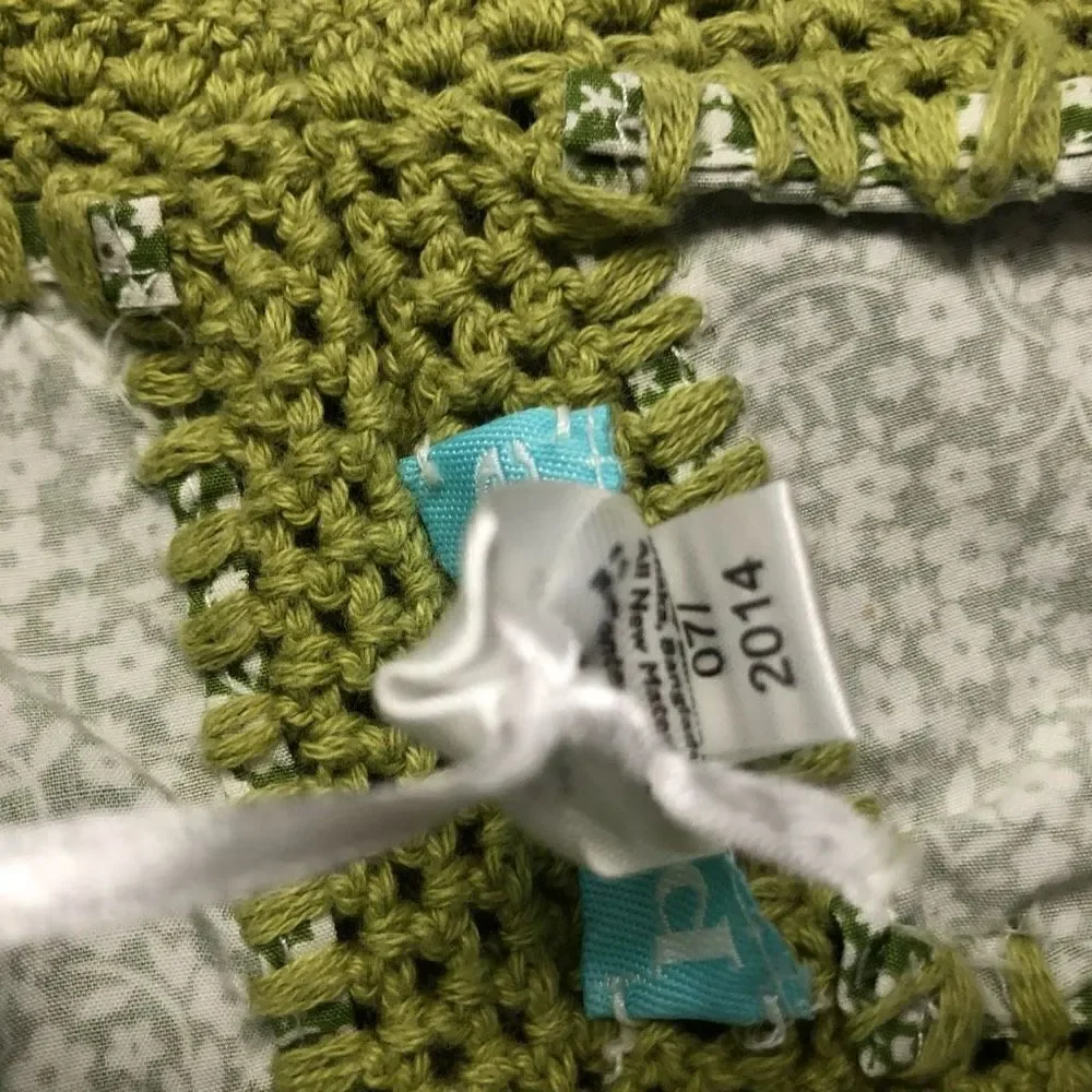 Pebble‎ Child Green Crochet Floral Patchwork Baby Blanket 100% Cotton Handmade